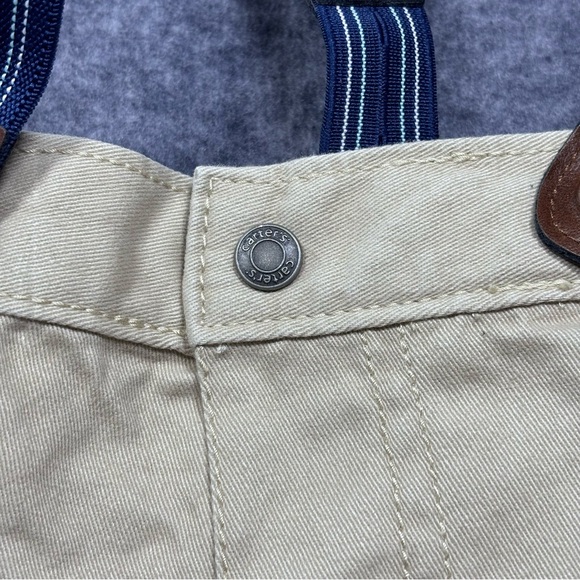 Carter's Blue Gingham Button-Up Bodysuit with Khaki Pants & Navy Suspenders - Picture 6 of 12